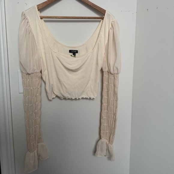 Widow dolls kill Cream Women's Top puff sleeve romantic cottagecore XL coquette - Picture 2 of 5